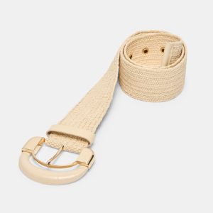 Raffia Oversized Buckle Belt Natural