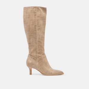 Aldy Boots Herringbone Printed Suede