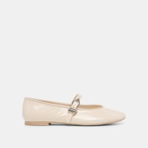 Alizza Ballet Flats Creme Crinkle Patent