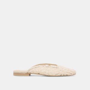 Aubrie Flats Ivory Macrame Mesh
