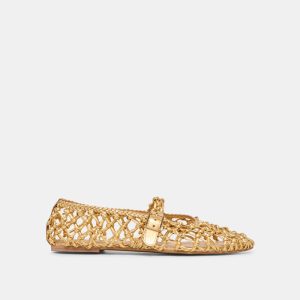 Clair Ballet Flats Gold Woven Leather