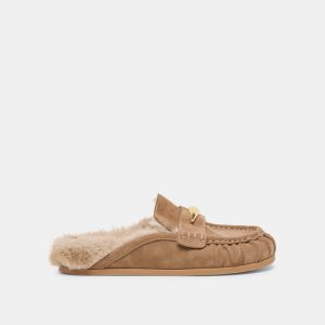 Jodero Plush Flats Mushroom Suede
