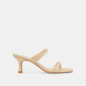 Genora Heels Lt Natural Woven Raffia
