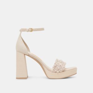 Peltin Pearl Heels Vanilla Woven Raffia