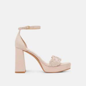 Peltin Heels Light Pink Woven Raffia