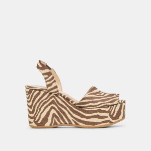 Akera Wedges Beige Zebra Raffia