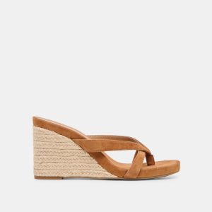 Helan Espadrille Wedges Brown Suede