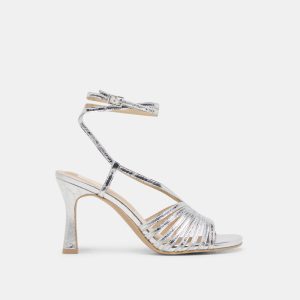 Nivana Heels Silver Distressed Leather