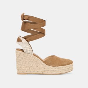 Noura Wedges Lt Brown Suede