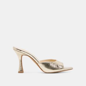 Rosha Heels Platinum Distressed Leather