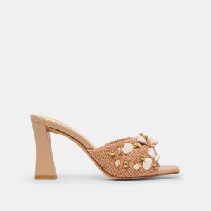 Tylah Heels Toffee Beaded Raffia